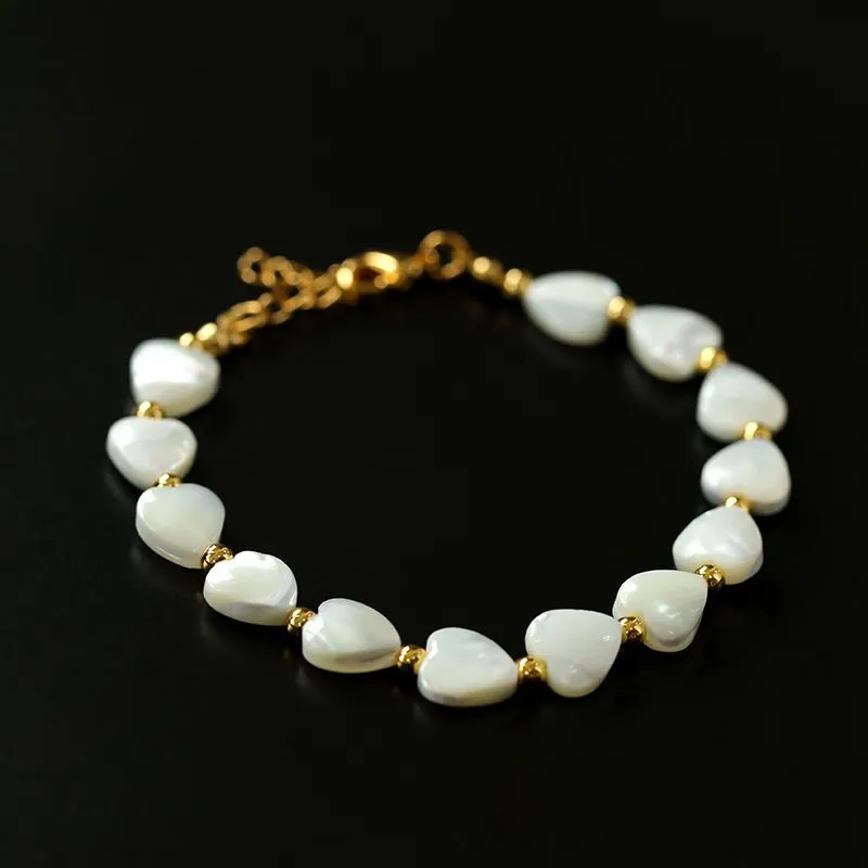 Pearl Shell Heart Necklace and Bracelet Set (Purchase Individually)