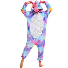 Purple-Yellow Unicorn with Sparkling Stars Adult Onesie