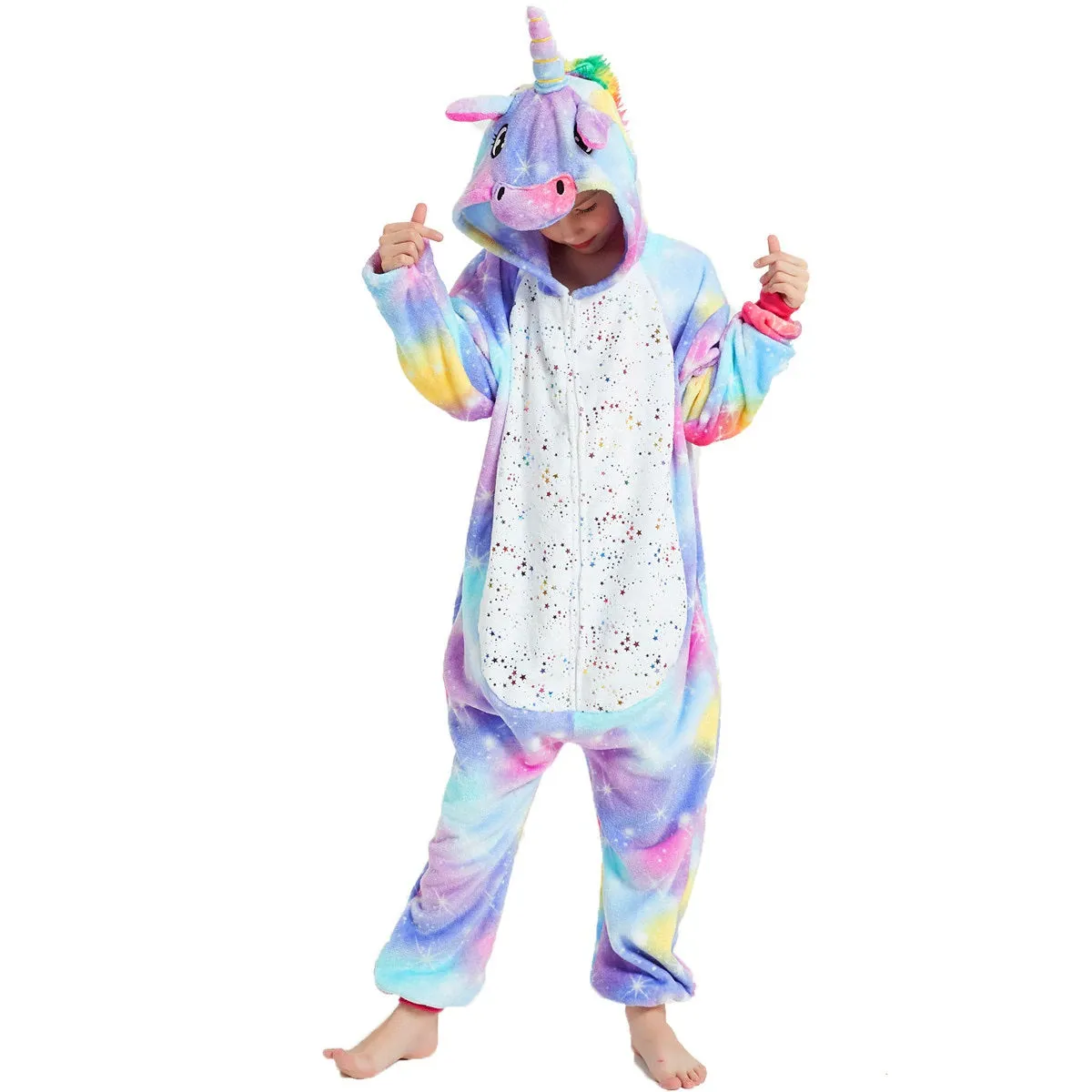 Purple-Yellow Unicorn with Sparkling Stars Kids Onesie