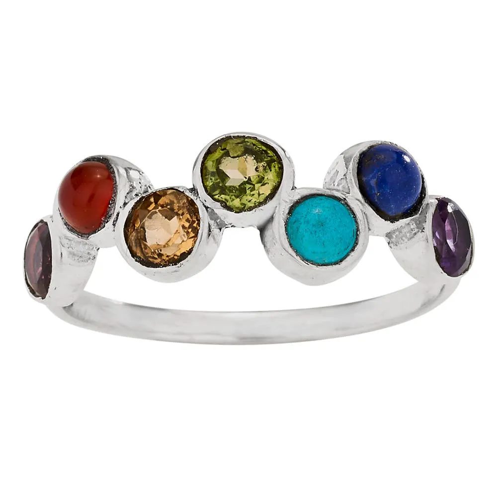 Rainbow Chakra Sterling Silver Ring