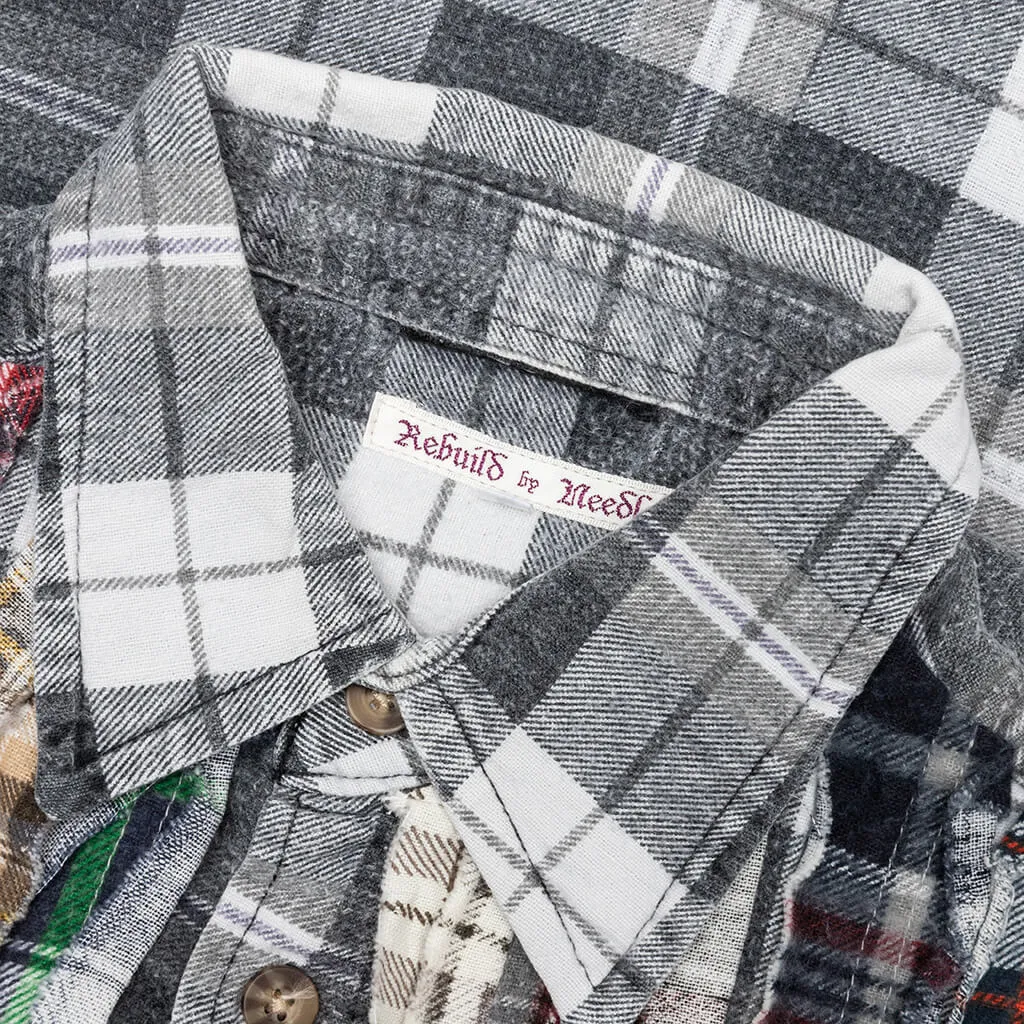 Rebuild by Flannel Shirt Ribbon Shirt - White/Grey