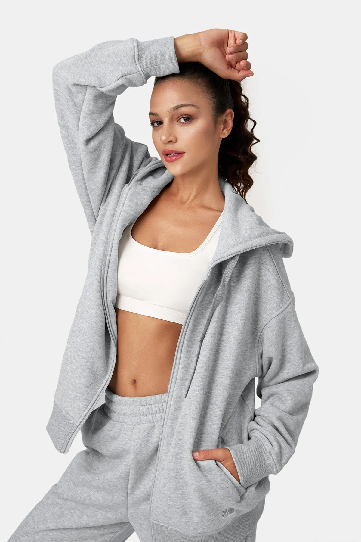 Relaxed Hooded Cardigan Sweatshirt