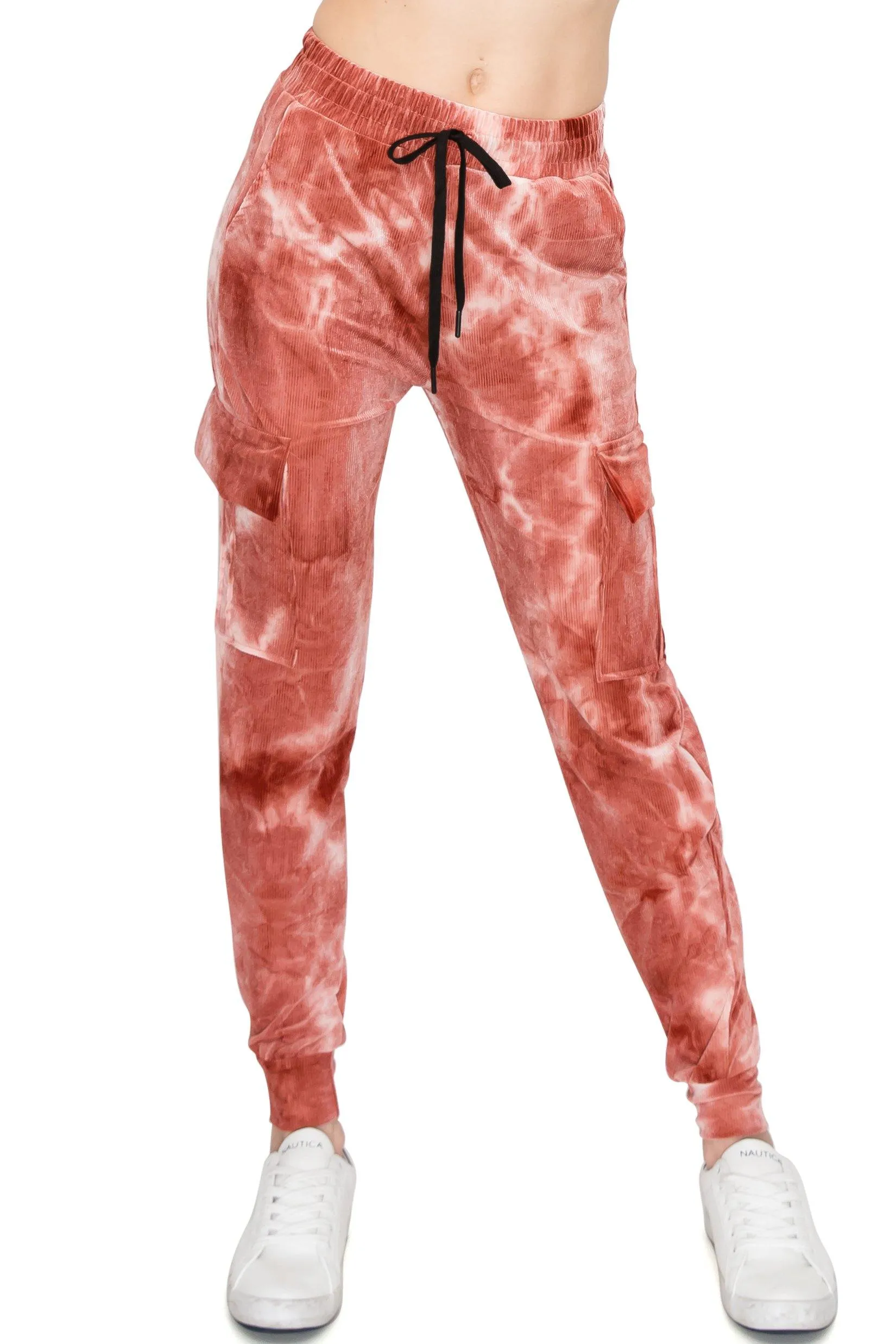 Ribbed Tie Dye Cargo Jogger Pants