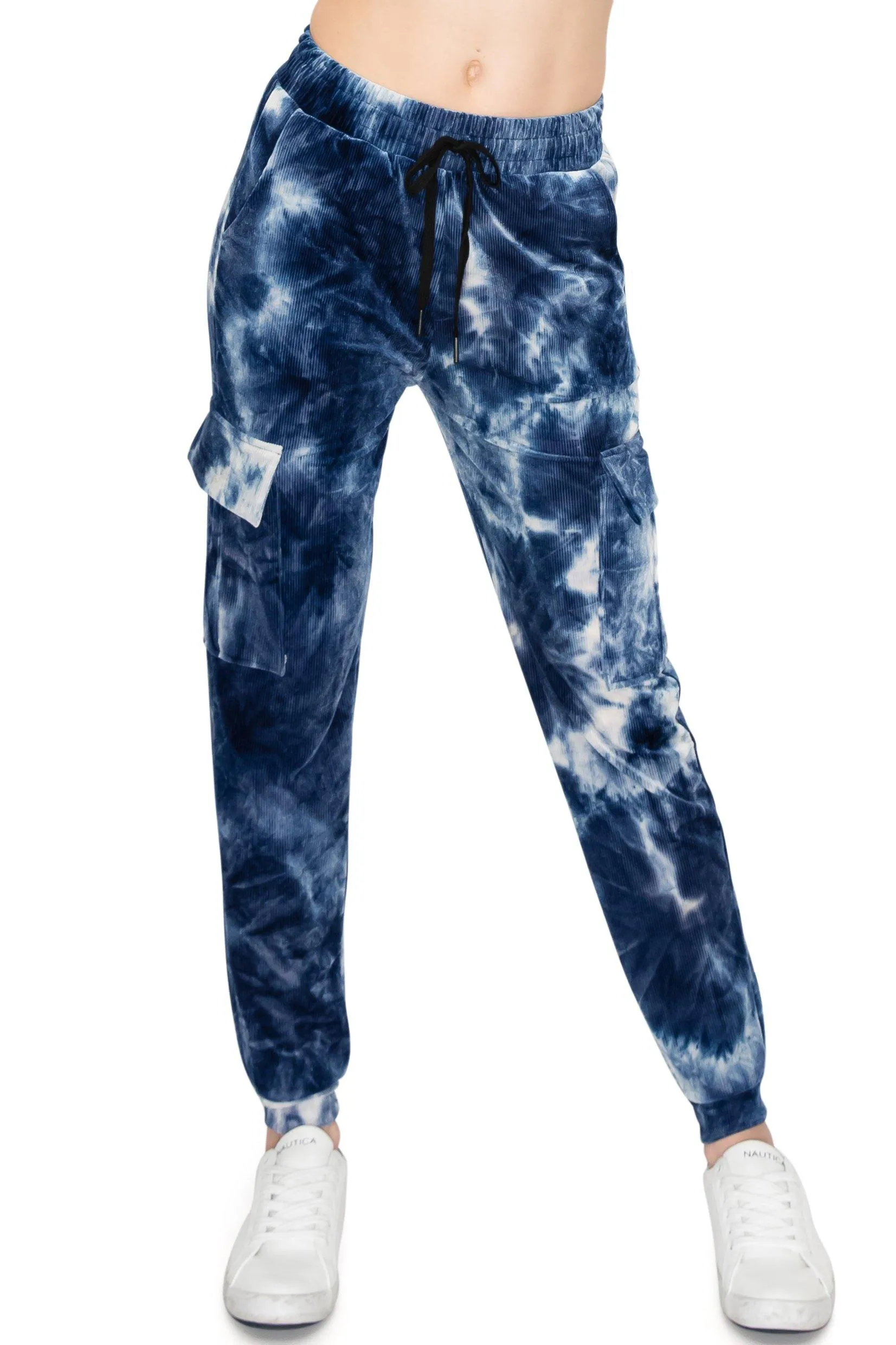 Ribbed Tie Dye Cargo Jogger Pants