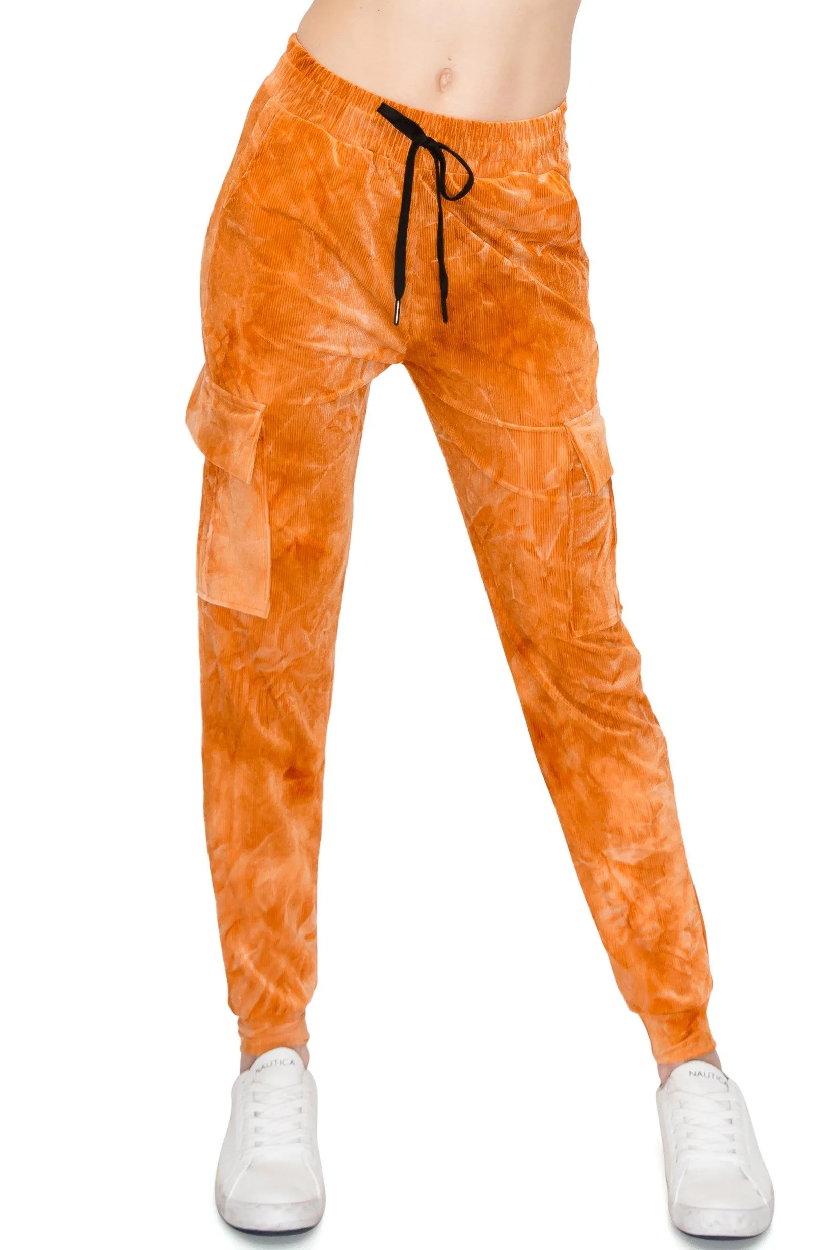 Ribbed Tie Dye Cargo Jogger Pants