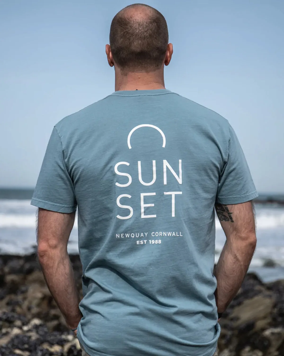 Sunset Surf Mens Tee - Faded Slate (Pre order)