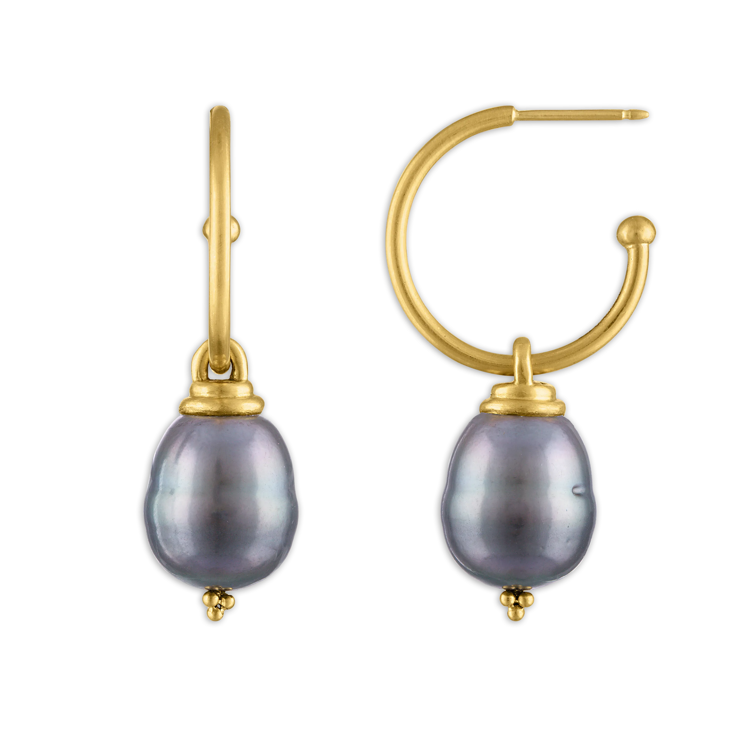 Tahitian Pearl Hoop and Hook Earrings