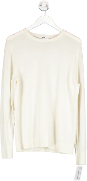 Uniqlo Cream Fine Knit Crew Neck Long Sleeve T Shirt UK XL