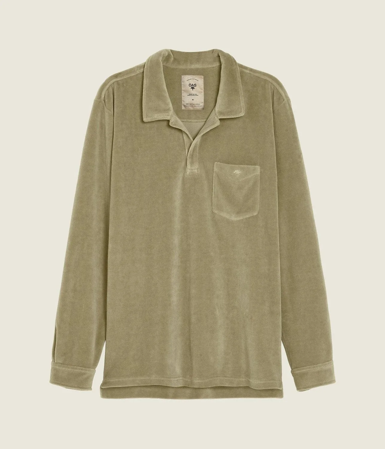 VELOUR LONG SLEEVE SHIRT- WASHED GREY