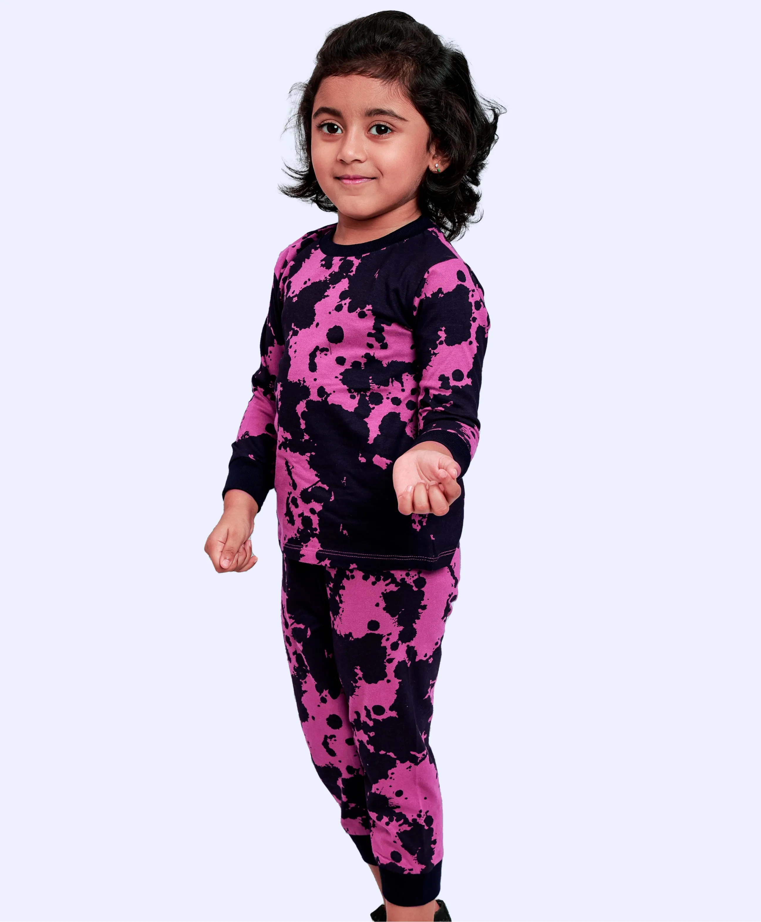 Ventra Purple Tie full sleeve Nightwear