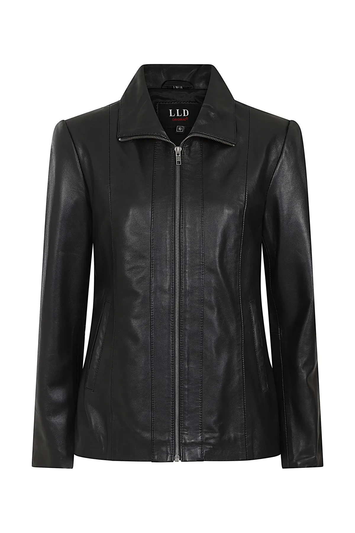 Women's Classic Black Real Leather Jacket - DEBBIE