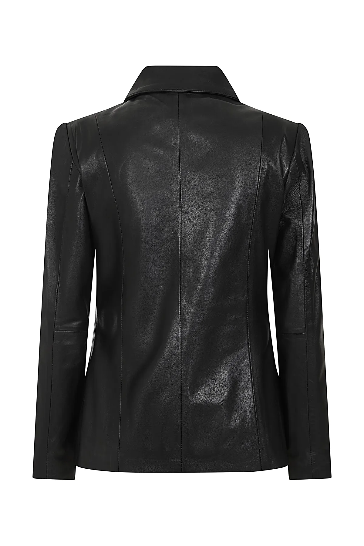 Women's Classic Black Real Leather Jacket - DEBBIE