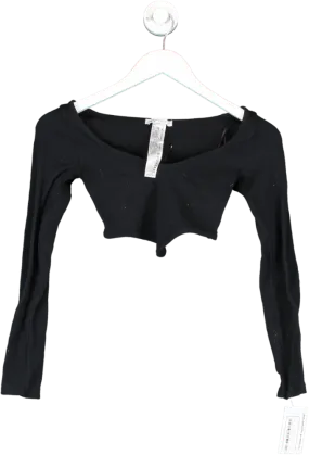 ZARA Black Ribbed Long Sleeve Top UK XS/S